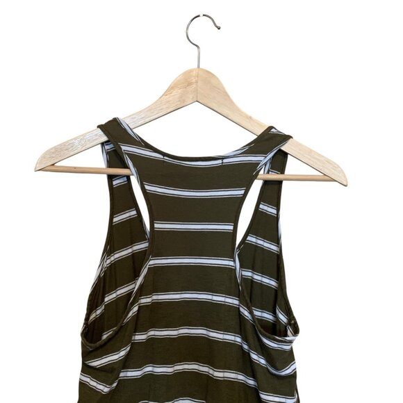 Micheal Stars Women’s Jersey Dress Maxi Striped Brown Off-White Razor Back OS - Picture 9 of 16